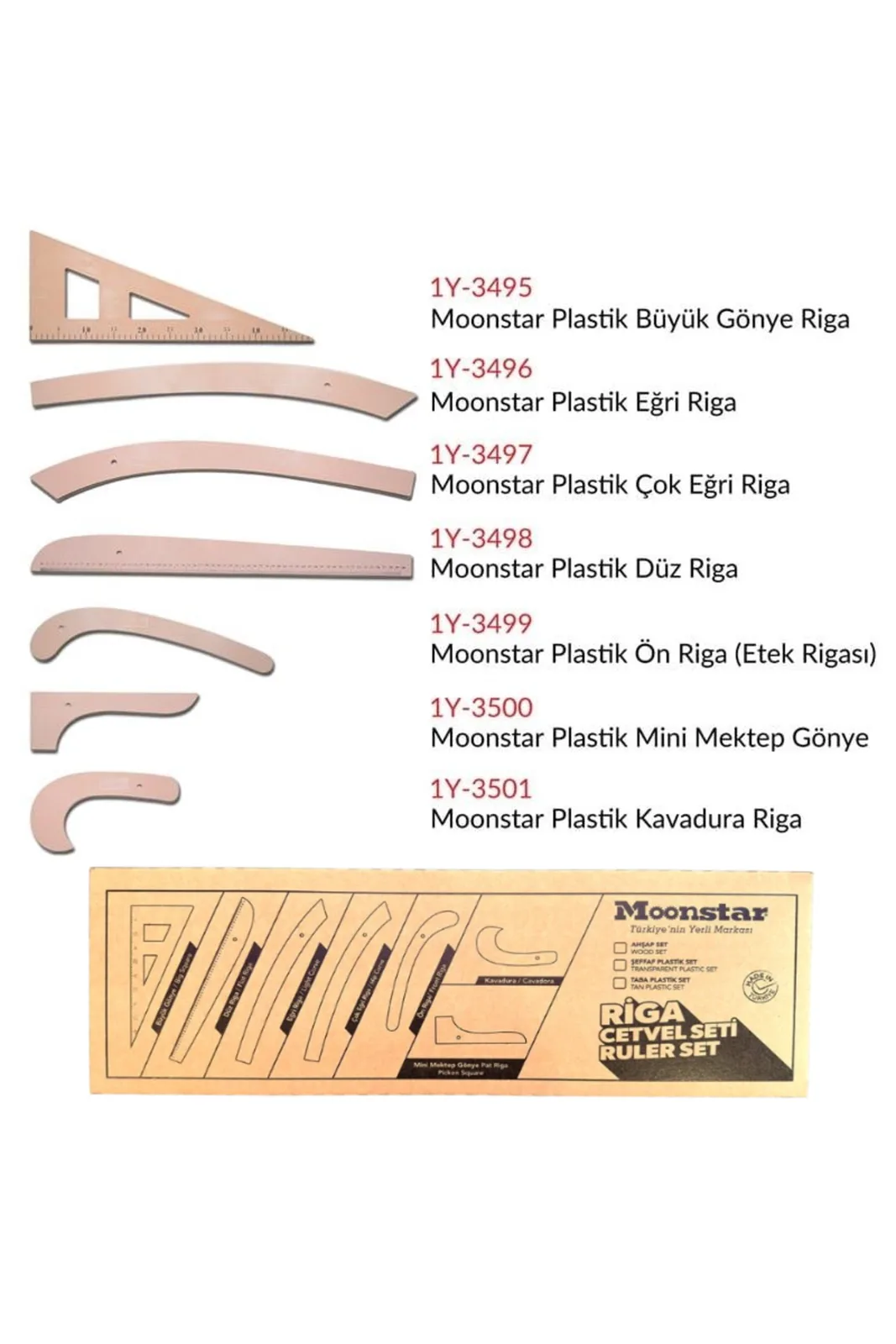 Taba Plastik Riga Cetvel Takım (7 Parça Kutulu)